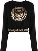 Just Cavalli haut crop en coton à logo imprimé - Noir