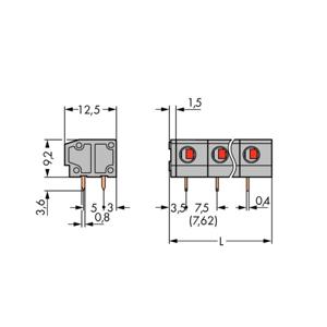 WAGO 235-502 Veerkrachtklemblok 1.50 mm² Aantal polen 2 Grijs 280 stuk(s)