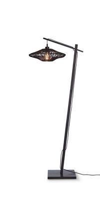 GOOD&MOJO Vloerlamp 'Zanzibar' Bamboe en rotan, 150cm, kleur Zwart