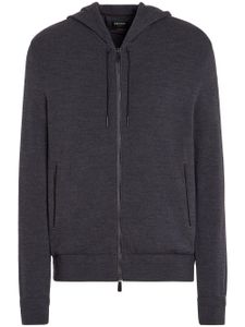 Zegna hoodie en maille fine à lien de resserrage - Gris