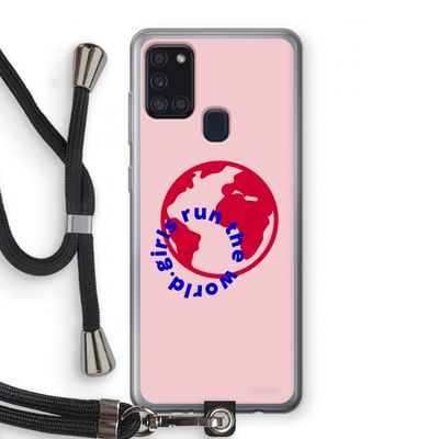 Run The World: Samsung Galaxy A21s Transparant Hoesje met koord