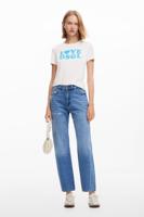 Jeans met margrietillustratie - BLUE - 38 - thumbnail