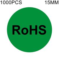 1000 stuks ronde vorm zelfklevende RoHS Sticker RoHS Label Diameter: 15mm