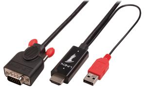 LINDY 41457 HDMI-kabel HDMI / VGA Adapterkabel HDMI-A-stekker, VGA-stekker 15-polig 3.00 m Zwart