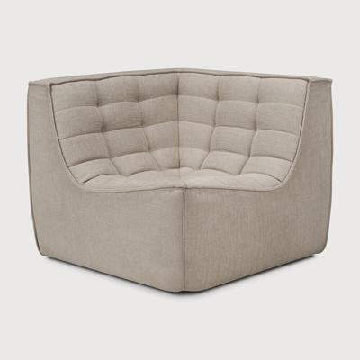 Ethnicraft Modulaire Bank 'N701' Eco, 90° Vierkant Hoekelement, kleur Ecru