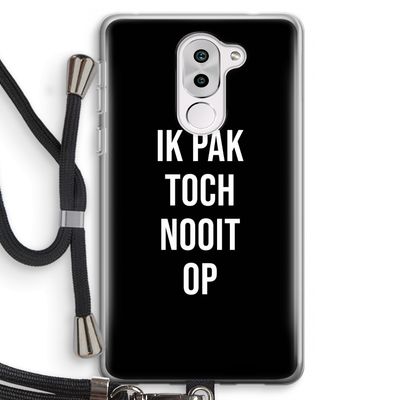 Ik pak nooit op - Zwart: Honor 6X Transparant Hoesje met koord