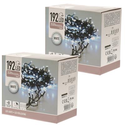 Kerstverlichting - 2x - LED - helder wit - op batterijen - 15 meter