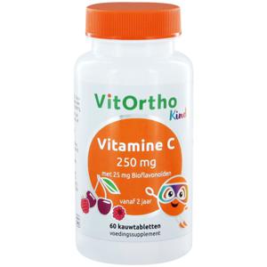 VitOrtho Vitamine C 250 mg met 25 mg bioflavonoiden (kind) (60 kauwtabl)