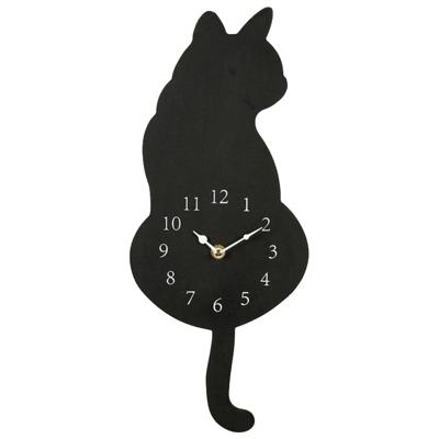 Ostaria Wandklok/muur klok - kat/poes - zittend - D40 cm - MDF - zwart - keuken/kamer