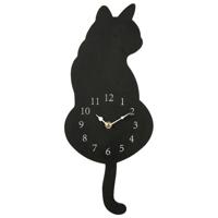 Ostaria Wandklok/muur klok - kat/poes - zittend - D40 cm - MDF - zwart - keuken/kamer