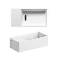 Clou New Flush 3 fontein 35x18cm inclusief afvoerplug voorbewerking voor kraangat links Wit mat CL/03.13432 - thumbnail