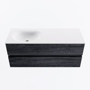 MONDIAZ VICA 120cm badmeubel onderkast Antracite 2 lades. Wastafel MOON links zonder kraangat, kleur Talc.