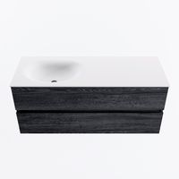 MONDIAZ VICA 120cm badmeubel onderkast Antracite 2 lades. Wastafel MOON links zonder kraangat, kleur Talc.