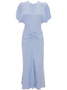 Victoria Beckham robe mi-longue à taille froncée - Bleu