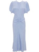 Victoria Beckham robe mi-longue à taille froncée - Bleu