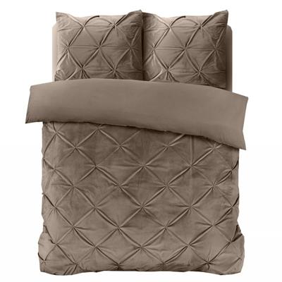 Dekbedovertrek Velvet Pintuck - Eenpersoons (140x200 cm) - Taupe Microvezel - Dessin: Patroon - Sleeptime - Dekbed-Discounter.nl