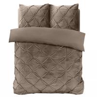 Dekbedovertrek Velvet Pintuck - Eenpersoons (140x200 cm) - Taupe Microvezel - Dessin: Patroon - Sleeptime - Dekbed-Discounter.nl