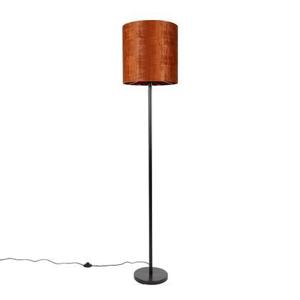 QAZQA Vloerlamp zwart velours kap oranje 40 cm - Simplo