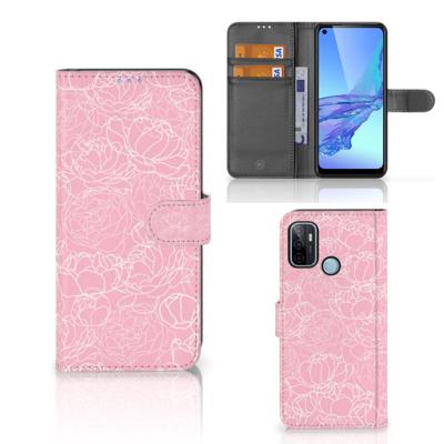 OPPO A53 | OPPO A53s Hoesje White Flowers | Portemonnee hoesje