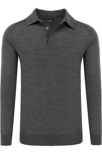 OLYMP SIGNATURE Soft Business Tailored Fit Poloshirt lange mouw antraciet, Effen