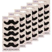 Mexicaanse snorren - 30x st - zwart - nepsnorren - plaksnorren - verkleedaccessoires