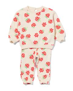 HEMA Baby Kleding Sweatset Framboos Ecru (ecru)