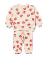 HEMA Baby Kleding Sweatset Framboos Ecru (ecru)