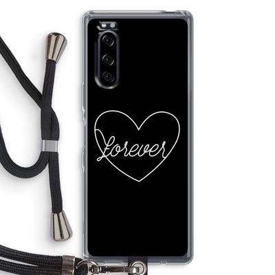 Forever heart black: Sony Xperia 5 Transparant Hoesje met koord