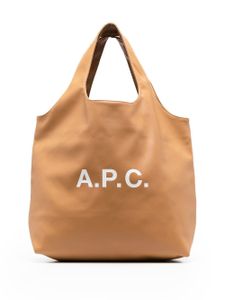 A.P.C. sac à main en cuir à logo imprimé - Marron