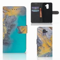 Samsung Galaxy A6 Plus 2018 | Bookcase | Marble Blue Gold
