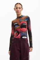 T-shirt met lange mouwen en col - BLACK - XL