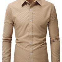 Bon&Bon Homme Men's White Long Sleeve Button Up Work Shirt - Regular Fit Coffee Brown / XL