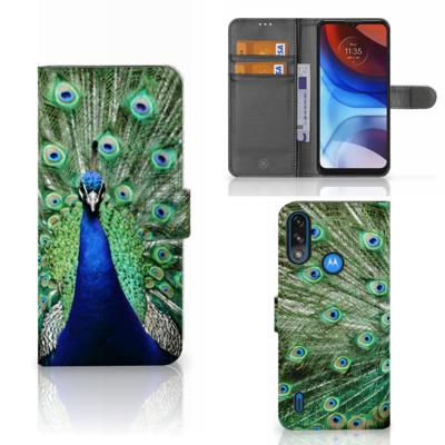 Motorola Moto E7i Power | E7 Power | Telefoonhoesje | Met pasjeshouder | Pauw