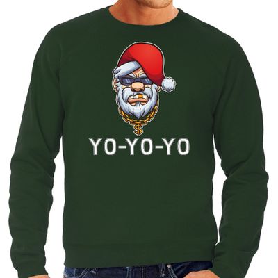 Gangster / rapper Santa foute Kersttrui / outfit groen voor heren Gangster / rapper Santa foute Kersttrui / outfit groen voor heren