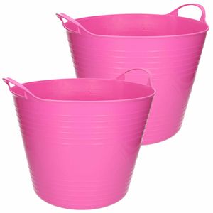 Flexibele emmer - 3x - roze - 27 liter - kunststof - 40 x 35 cm