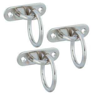 AMIG Oogplaat met aanlegring - 3x - oogplaat 4.5 x 1.5cm - ring D3cm - rvs - vastzetplaat