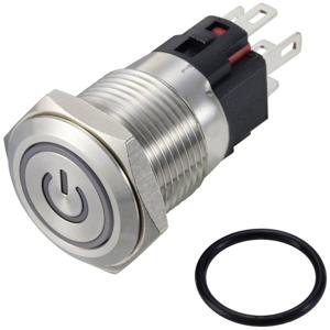 TRU COMPONENTS TC-12647420 Drukschakelaar 250 V/AC 3 A 1x uit/(aan) IP65 Groen Continu RVS 1 stuk(s)