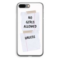 No Girls Allowed Unless: iPhone 8 Plus Transparant Hoesje