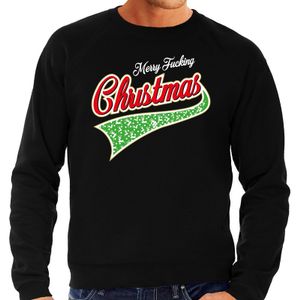 Foute kerstborrel trui / kersttrui Merry fucking christmas zwart voor heren 2XL (56)  -