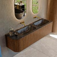 Mondiaz KURVE-DLUX 165 cm Onderkast Greeploos 2 Lades Met Deuren Walnut, Wastafel Solid Surface Rechts Lava 0 Kraangaten Zonder Spiegel (KRVSTS165L2L1D0KD-Wal/Lav) Mondiaz KURVE-DLUX 165 cm Onderkast Greeploos 2 Lades Met Deuren Walnut, Wastafel Solid Surface Rechts Lava 0 Kraangaten Zonder Spiegel (KRVSTS165L2L1D0KD-Wal/Lav)