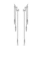 Yoko London boucles d'oreilles Trend en or blanc 18ct ornées de perles et diamants - Argent - thumbnail