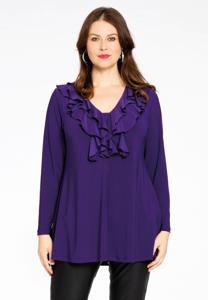 Yoek Tuniek flare met ruches | Paars | Maat 54/56
