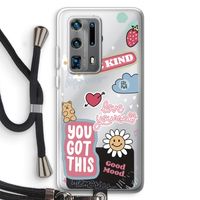 Positivity: Huawei P40 Pro Plus Transparant Hoesje met koord
