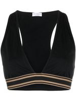 Brunello Cucinelli haut crop rayé à col v - Noir