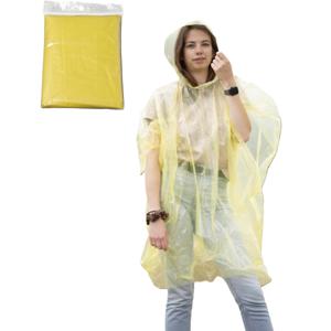 Regenponcho - geel transparant - wegwerp - voor volwassenen - one size fitts all - capuchon