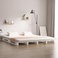 Palletbed massief grenenhout wit 160x200 cm