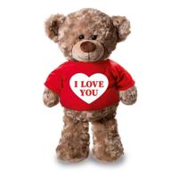 Knuffel teddybeer hartje - i love you - 24 cm - pluche - met shirt