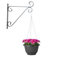 Hangpot + Muurhaak Parma - antraciet - D25 cm - kunststof - metaal - tuinaccessoires