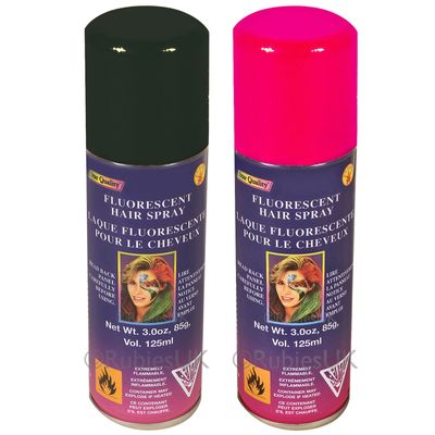 Haarverf/haarspray - 2x - roze/zwart - spuitbus - 125 ml - Carnaval/halloween