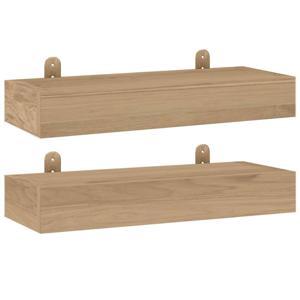 The Living Store Wandschappen 2 st 40x15x6 cm massief teakhout - Wandsteun